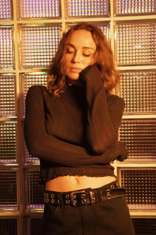Novelty Ribbed Turtleneck L/S