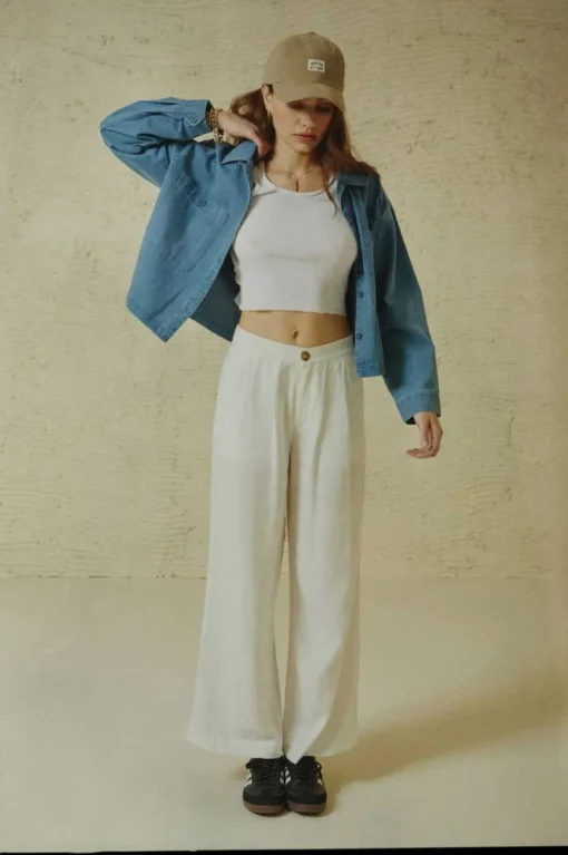 Vintage Linen Blend Wide Leg Pant