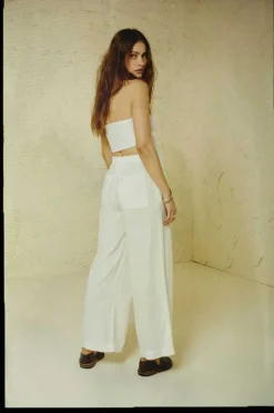 Vintage Linen Blend Wide Leg Pant