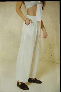 Vintage Linen Blend Wide Leg Pant