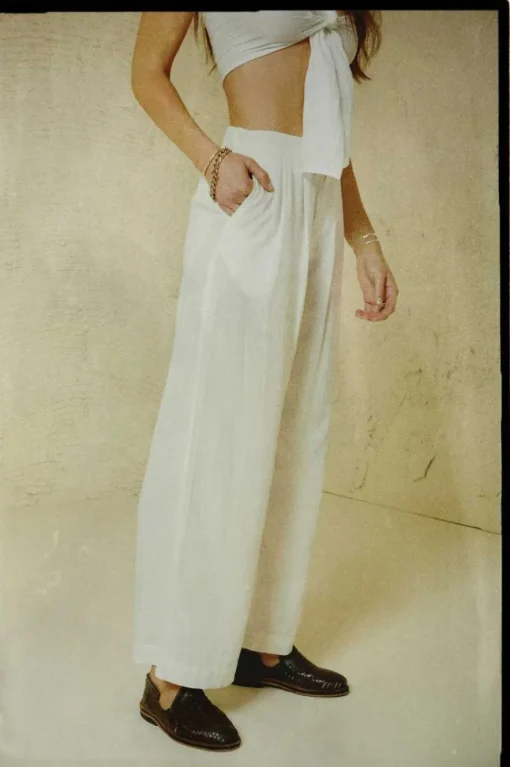 Vintage Linen Blend Wide Leg Pant