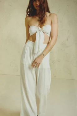 Vintage Linen Blend Wide Leg Pant