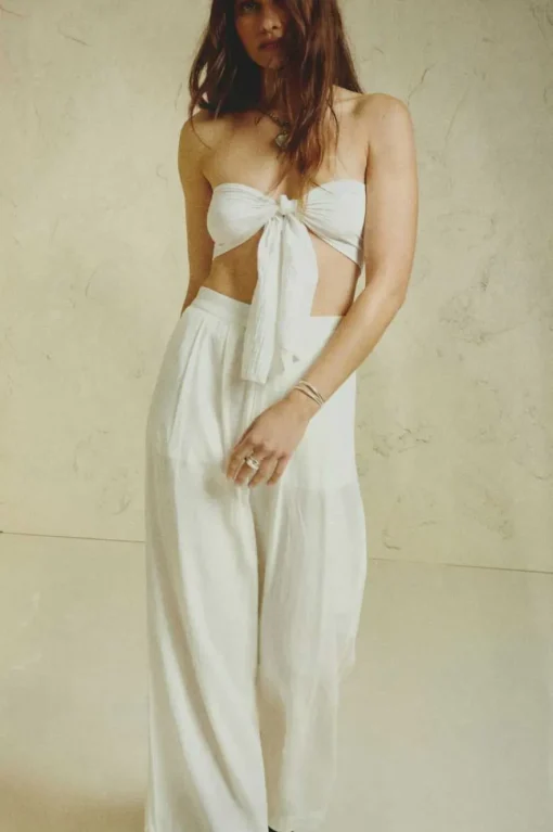 Vintage Linen Blend Wide Leg Pant