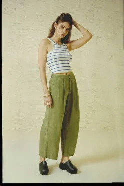 Vintage Linen Blend Wide Leg Pant