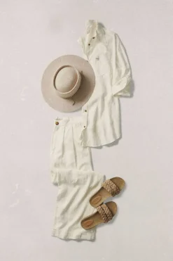 Vintage Linen Blend Wide Leg Pant
